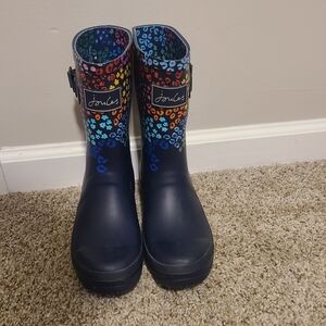 Joules Kids' Navy Leopard Print Rain Boots